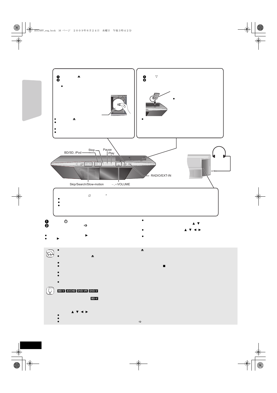 Playback, Basic operations, Radio/ext-in | Panasonic SC-BTX70 User Manual | Page 16 / 56