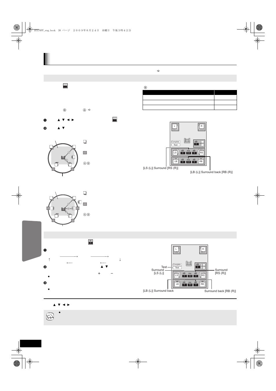 Changing the unit’s settings, Advanced operations, Adjusting the sound lag between speakers | Adjusting the speaker level | Panasonic SC-BTX70 User Manual | Page 38 / 56
