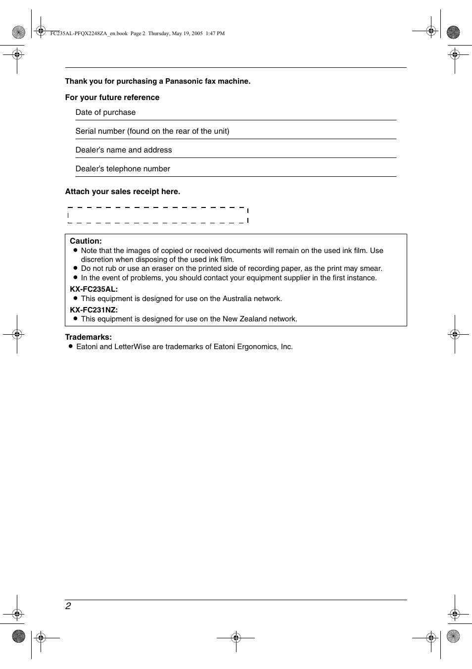 Panasonic KX-FC231NZ User Manual | Page 4 / 114