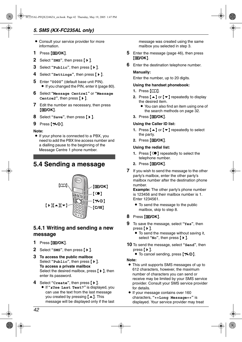 4 sending a message, Sending a message, 4 sending a message | 1 writing and sending a new message | Panasonic KX-FC231NZ User Manual | Page 44 / 114