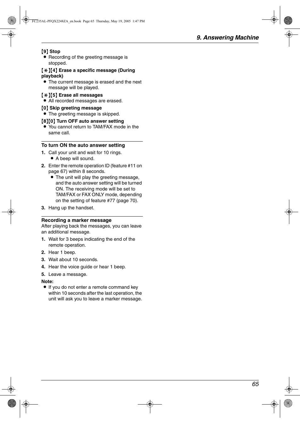 Answering machine 65 | Panasonic KX-FC231NZ User Manual | Page 67 / 114