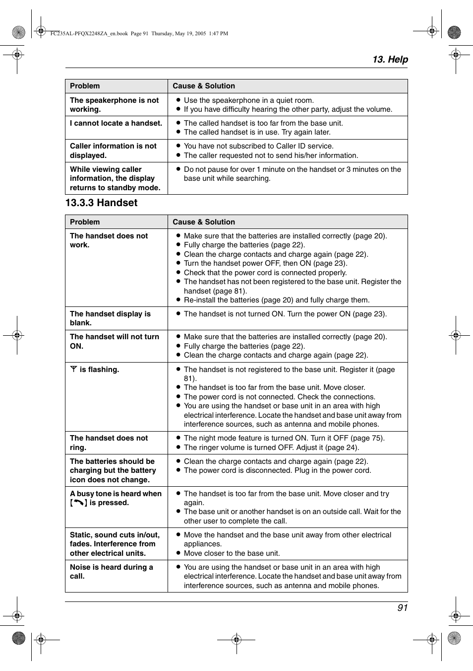 3 handset, Help 91 | Panasonic KX-FC231NZ User Manual | Page 93 / 114