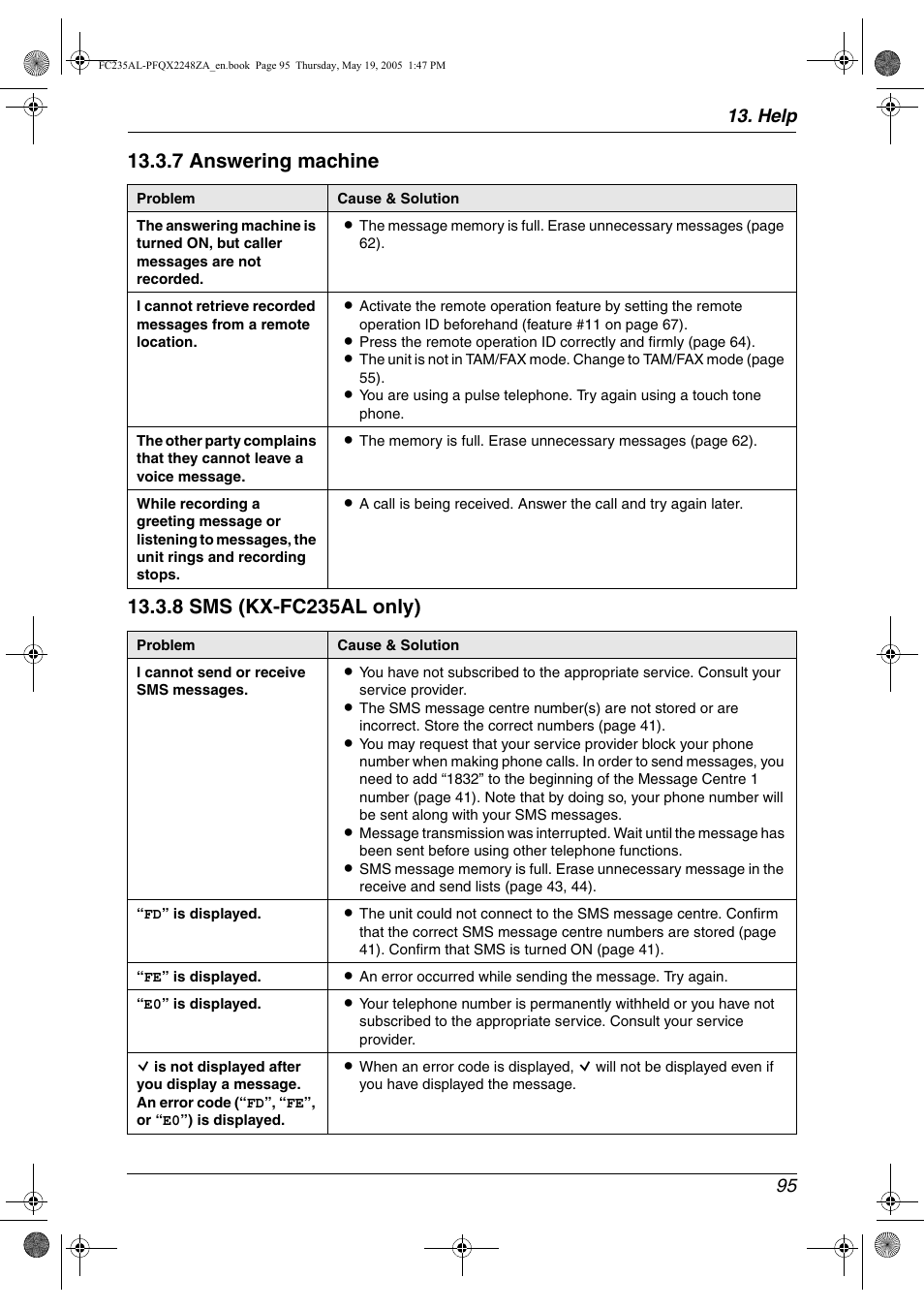 Help 95 | Panasonic KX-FC231NZ User Manual | Page 97 / 114
