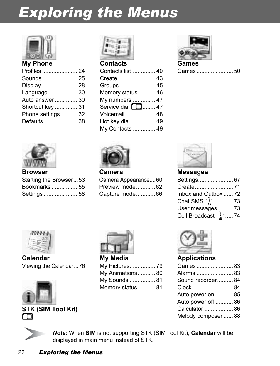 Exploring the menus | Panasonic EB-X100 User Manual | Page 24 / 109