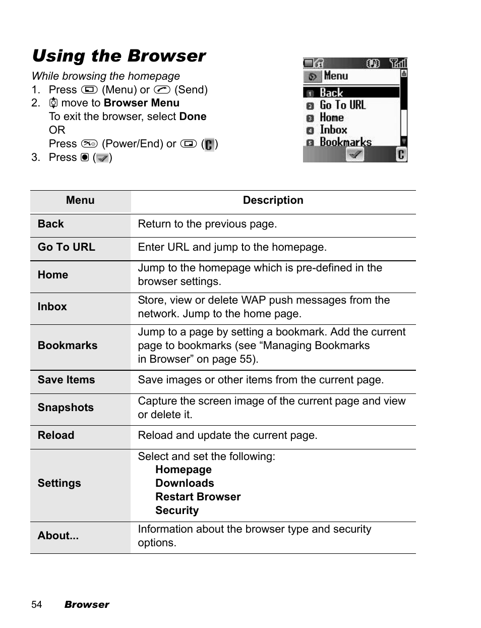 Using the browser | Panasonic EB-X100 User Manual | Page 56 / 109