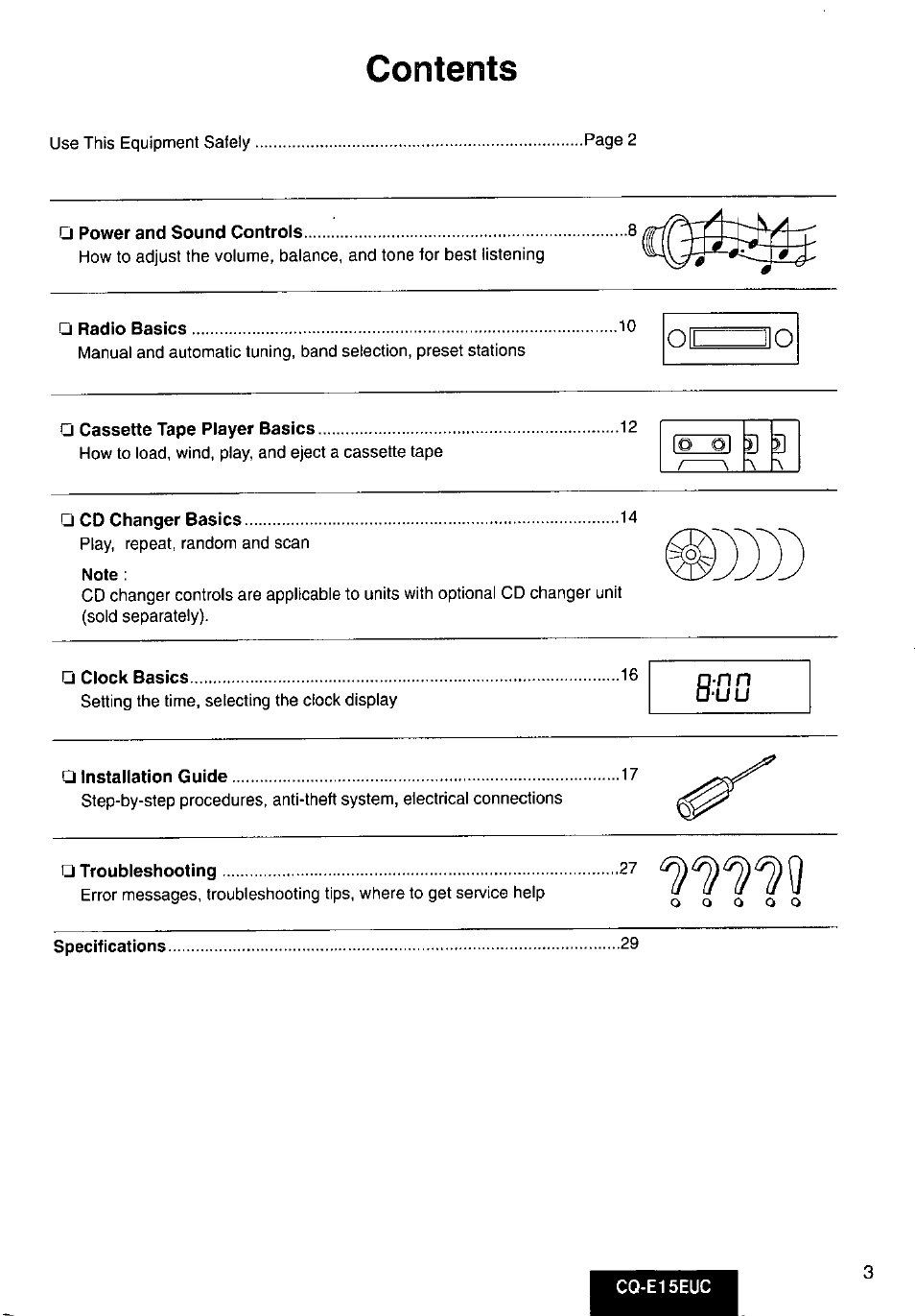 Panasonic CQE15EUC User Manual | Page 3 / 76