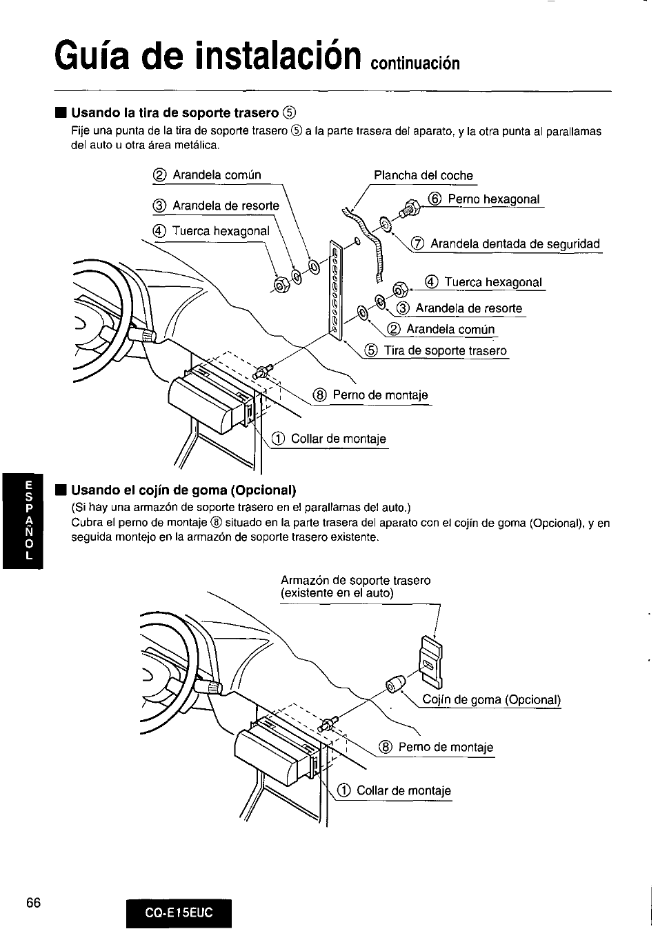 Guía de instalación | Panasonic CQE15EUC User Manual | Page 66 / 76