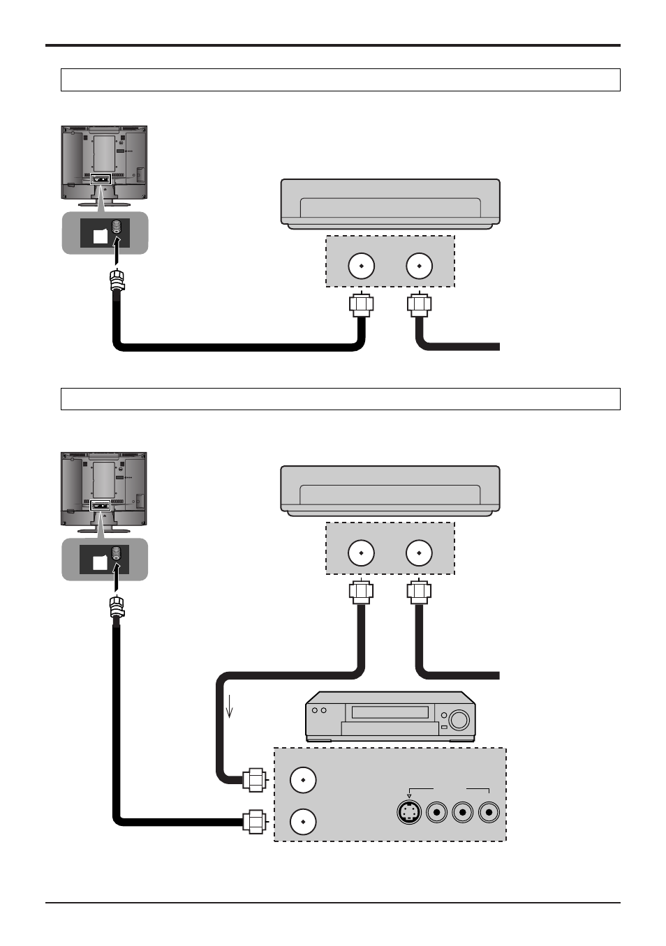 Connections, Antenna connection (cable box, no vcr), Antenna connection (cable box, and vcr) | Panasonic TC 20LA1 User Manual | Page 9 / 40