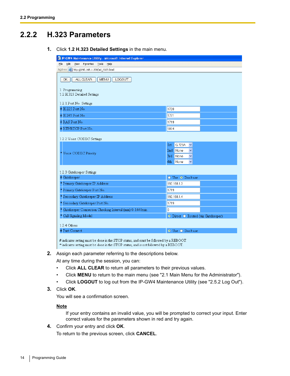 2 h.323 parameters | Panasonic KX-TDA0484 User Manual | Page 14 / 68