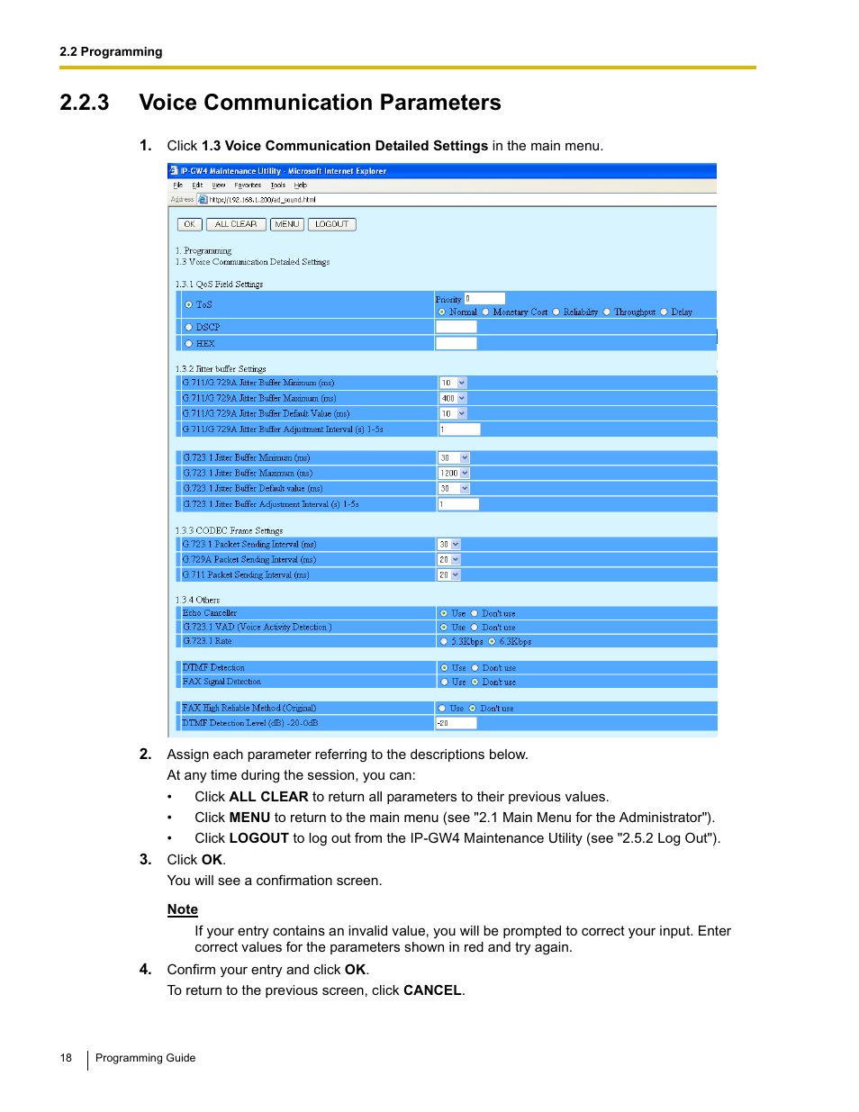 3 voice communication parameters | Panasonic KX-TDA0484 User Manual | Page 18 / 68