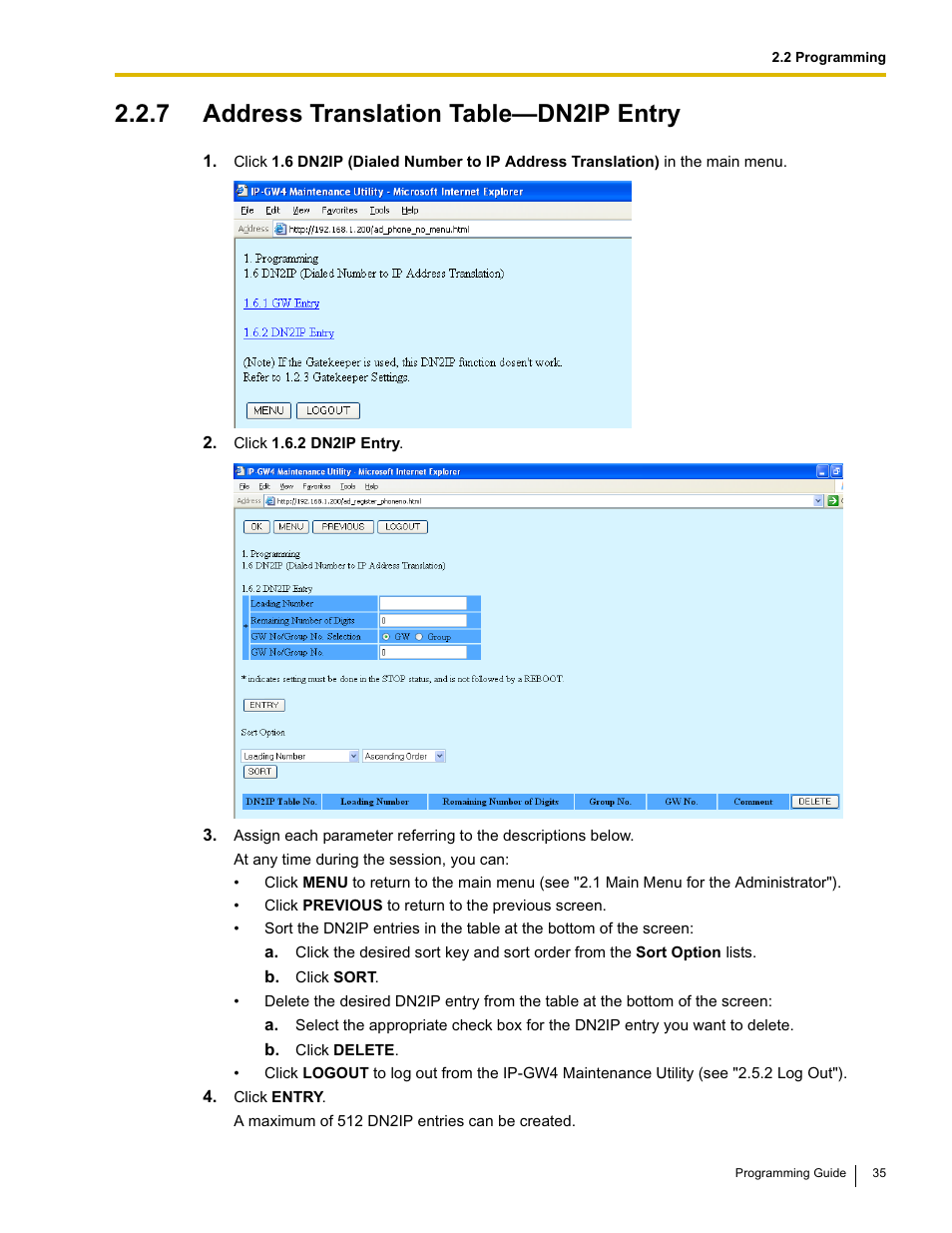 7 address translation table-dn2ip entry, 7 address translation table—dn2ip entry | Panasonic KX-TDA0484 User Manual | Page 35 / 68