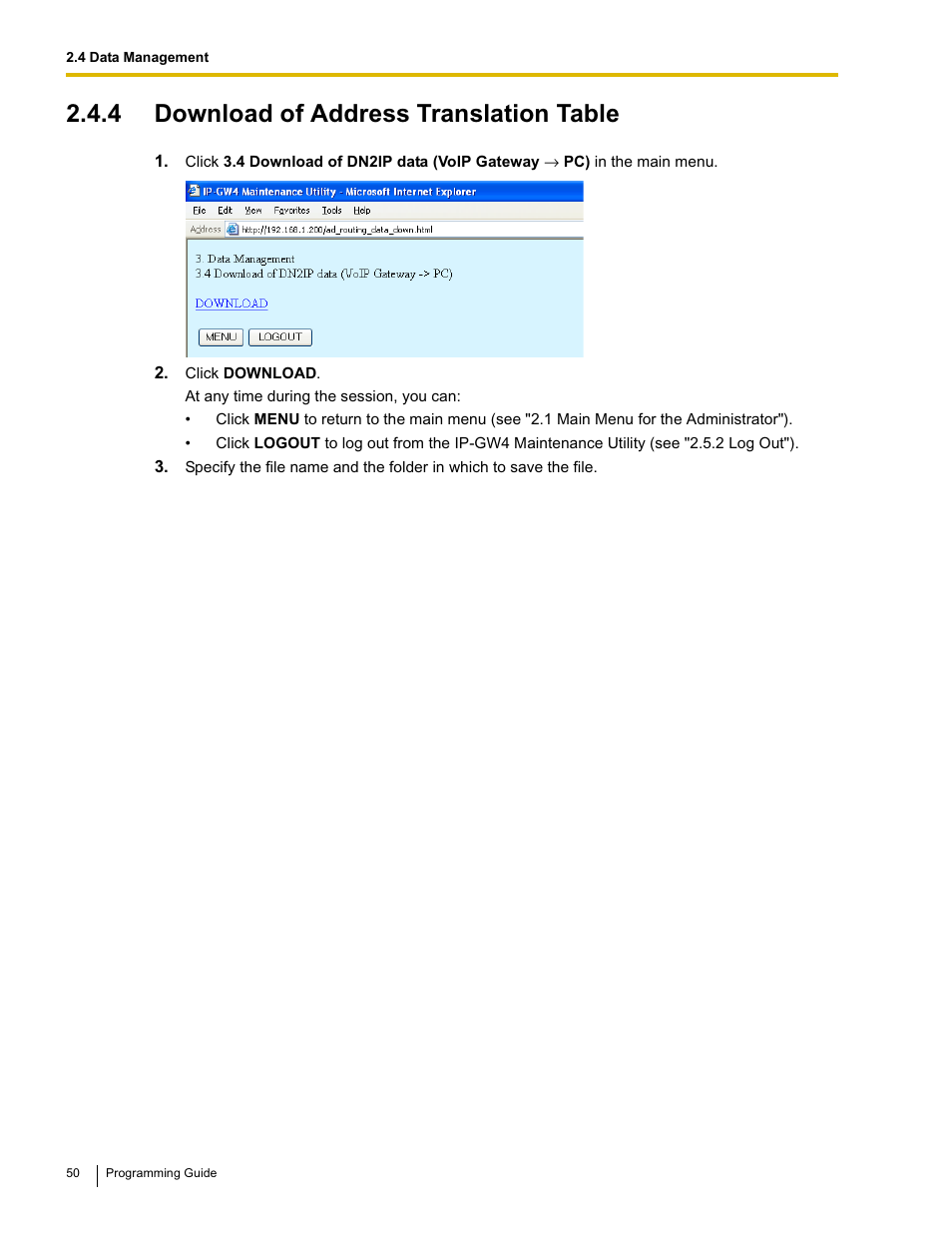 4 download of address translation table | Panasonic KX-TDA0484 User Manual | Page 50 / 68