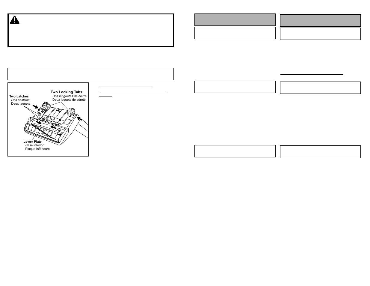 Removing and installing lower plate, Warning, Para operar la aspiradora fonctionnement | Panasonic MC-V5745 User Manual | Page 28 / 48
