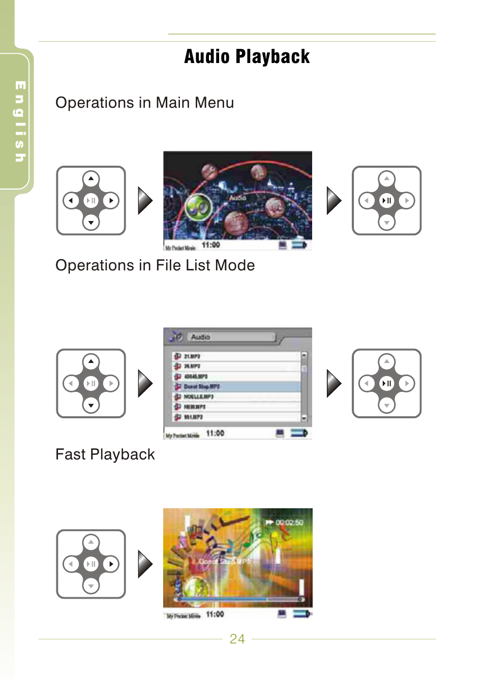Audio playback | Panasonic MDVR-12 User Manual | Page 24 / 38