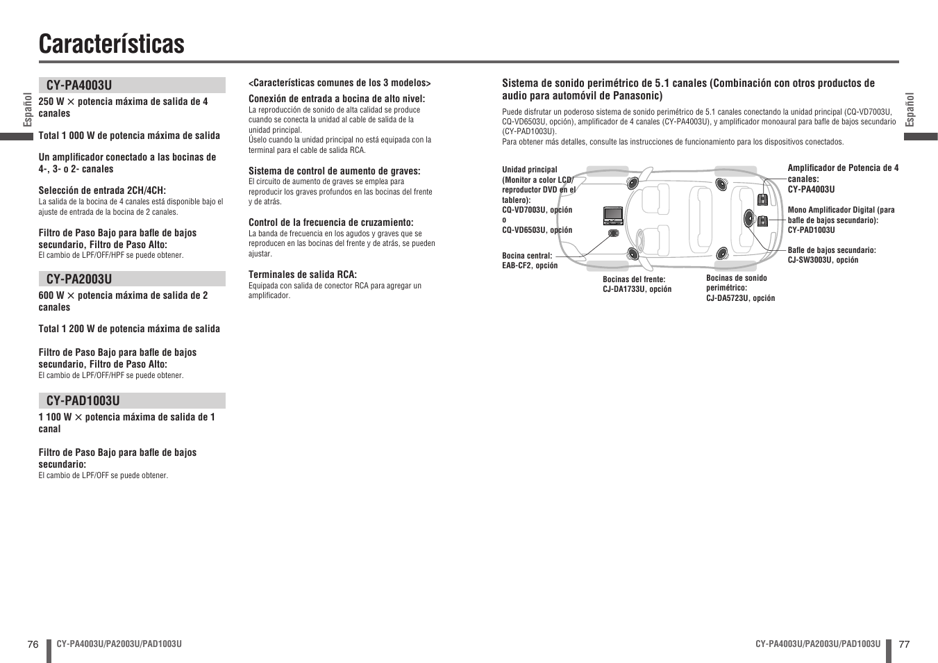 Características | Panasonic CY-PA4003U User Manual | Page 39 / 52