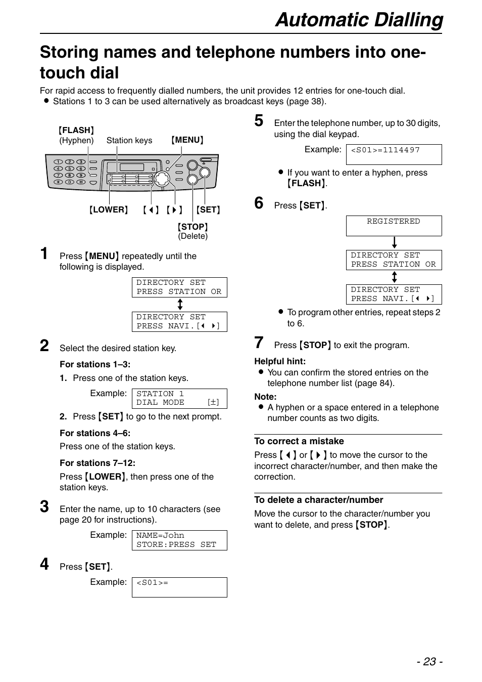 Telephone, Automatic dialling | Panasonic KX-FLB753HK User Manual | Page 23 / 90