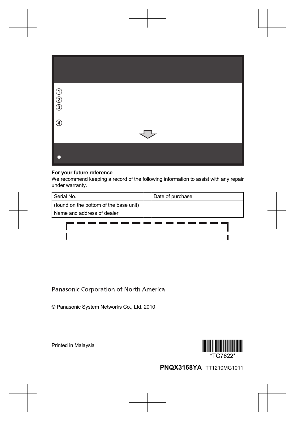 Tg7622, Important | Panasonic KX-TG7644 User Manual | Page 100 / 100