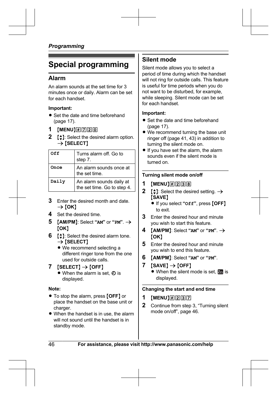 Special programming | Panasonic KX-TG7644 User Manual | Page 46 / 100