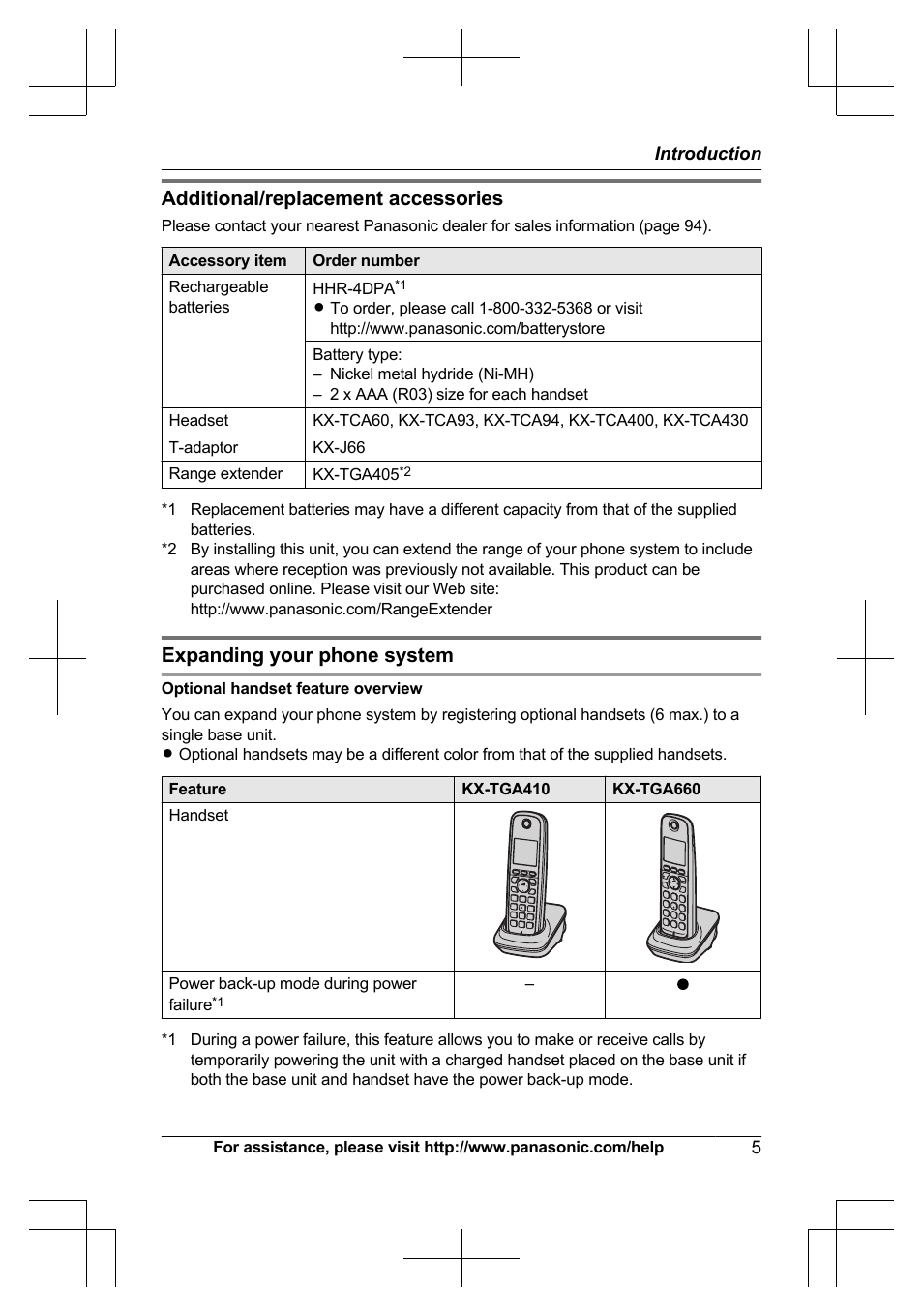 Additional/replacement accessories, Expanding your phone system | Panasonic KX-TG7644 User Manual | Page 5 / 100