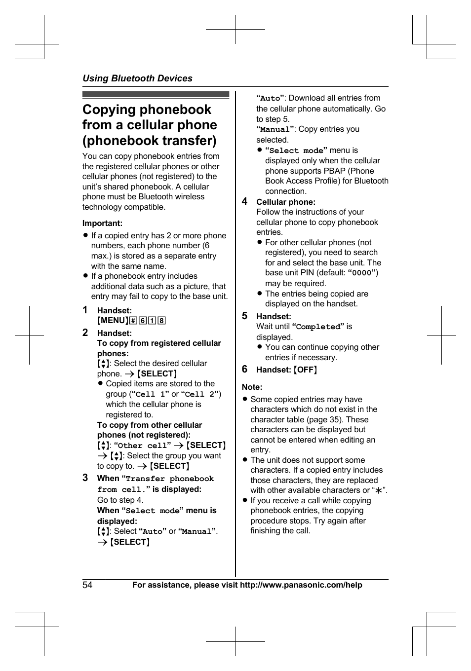 Using bluetooth devices | Panasonic KX-TG7644 User Manual | Page 54 / 100