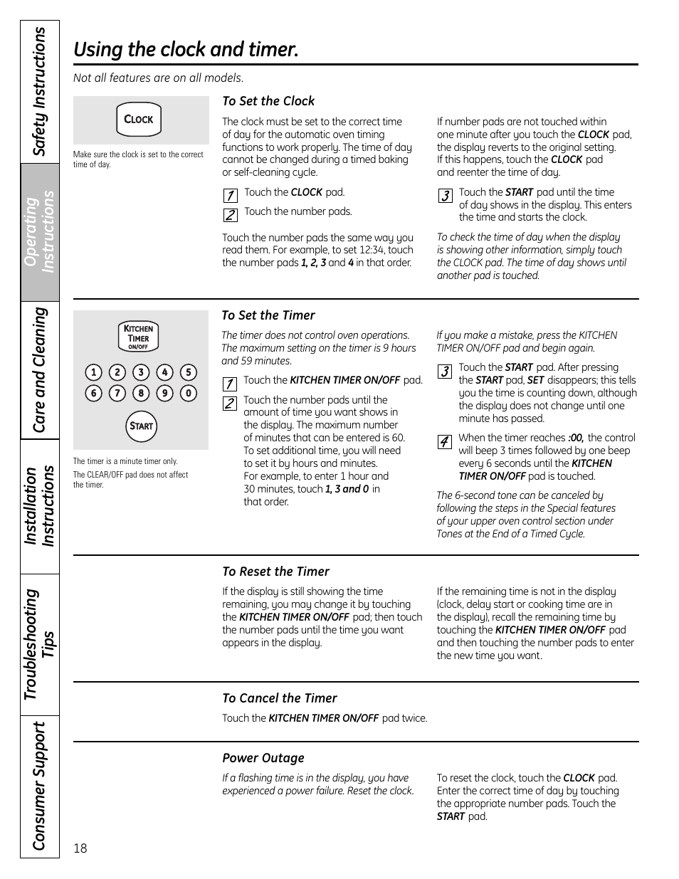 Clock and timer, Using the clock and timer | Panasonic VA-20861 User Manual | Page 18 / 56