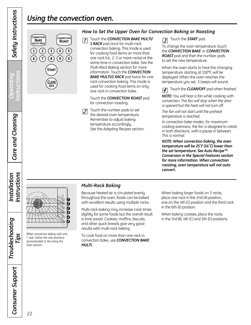 Using the convection oven | Panasonic VA-20861 User Manual | Page 22 / 56