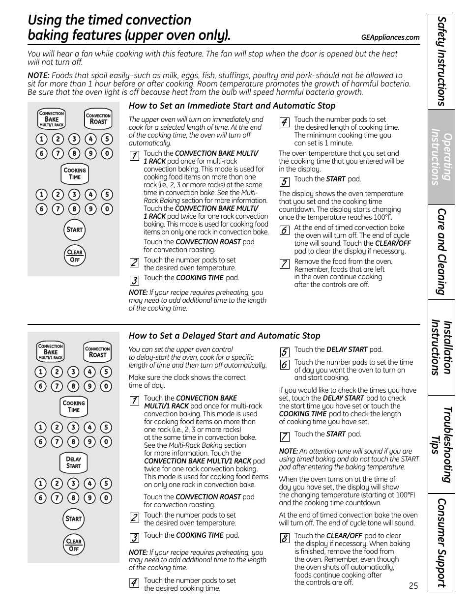 Timed convection baking | Panasonic VA-20861 User Manual | Page 25 / 56