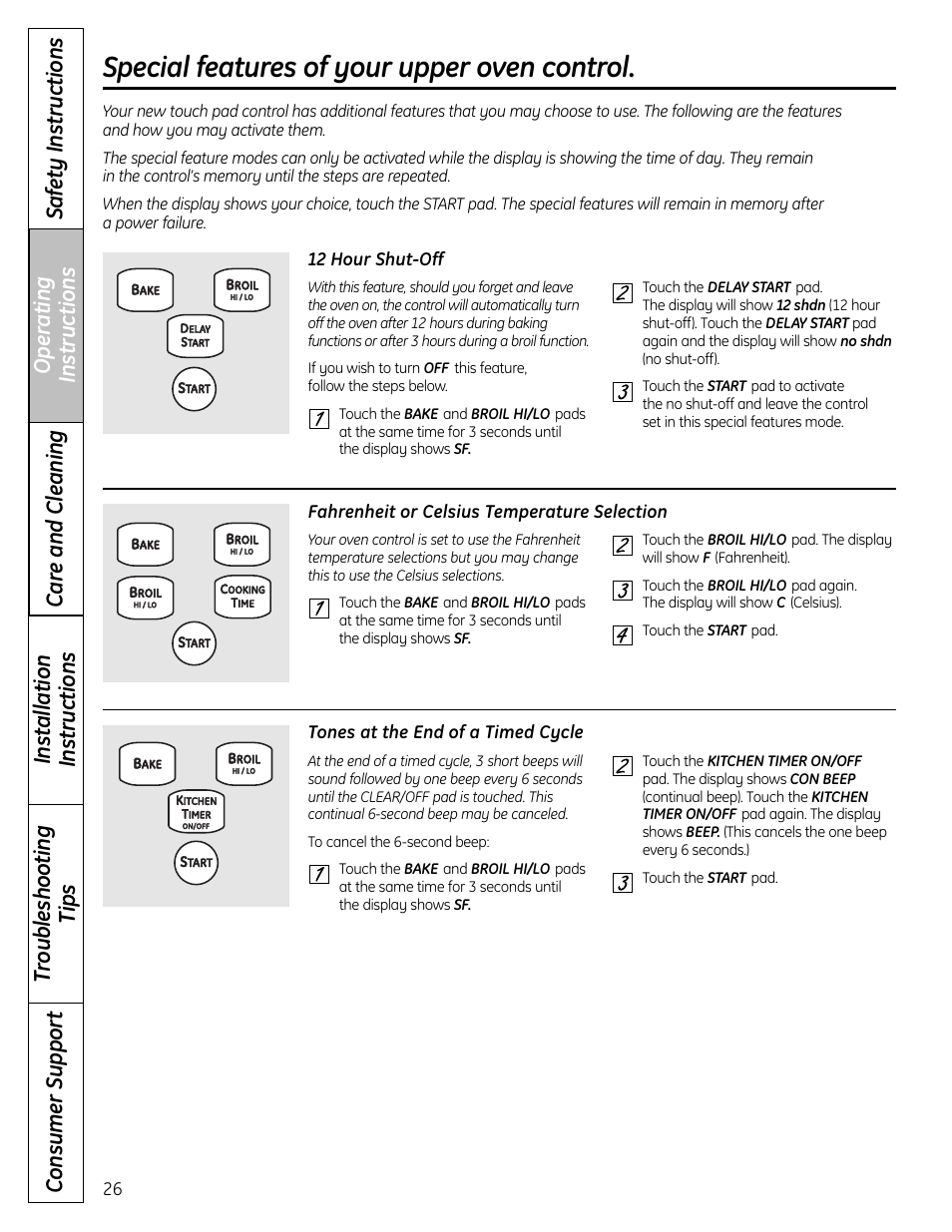 Special features, Special features , 27, Special features of your upper oven control | Panasonic VA-20861 User Manual | Page 26 / 56