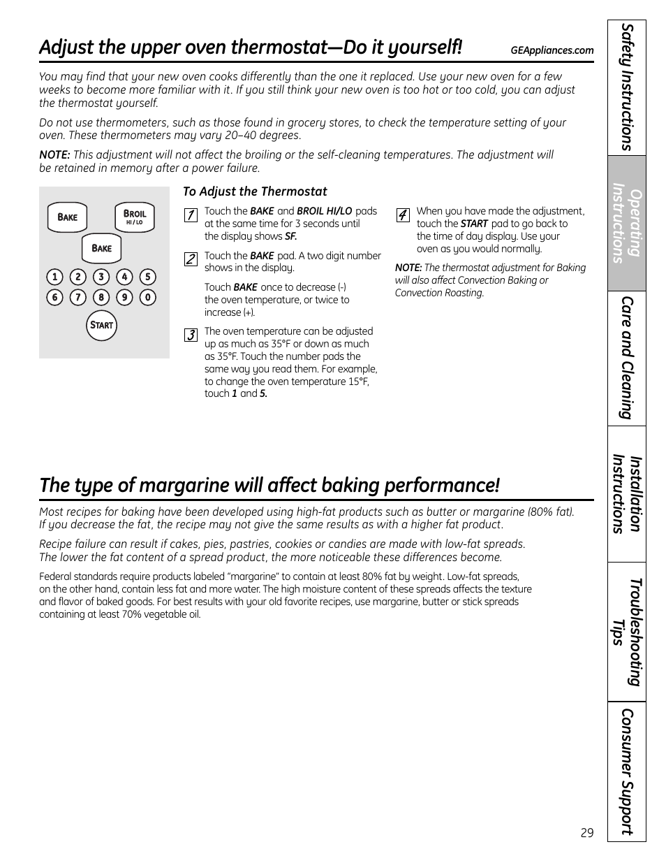 Thermostat, Thermostat , 30, Adjust the upper oven thermostat—do it yourself | Panasonic VA-20861 User Manual | Page 29 / 56
