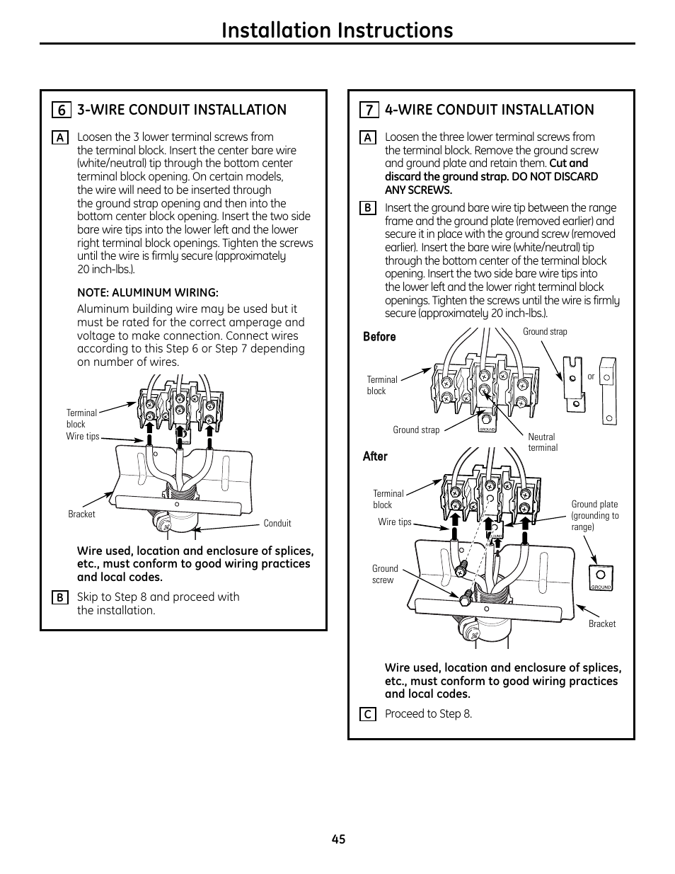Installation instructions, Wire conduit installation | Panasonic VA-20861 User Manual | Page 45 / 56