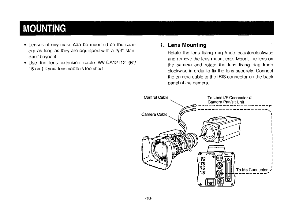 Mounting | Panasonic Convertible Camera AW-E800 User Manual | Page 12 / 56