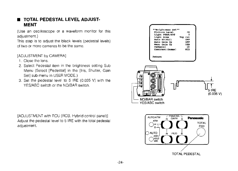 Total pedestal level adjust­ ment | Panasonic Convertible Camera AW-E800 User Manual | Page 26 / 56