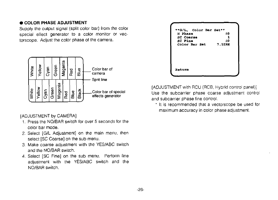 Color phase adjustment | Panasonic Convertible Camera AW-E800 User Manual | Page 28 / 56