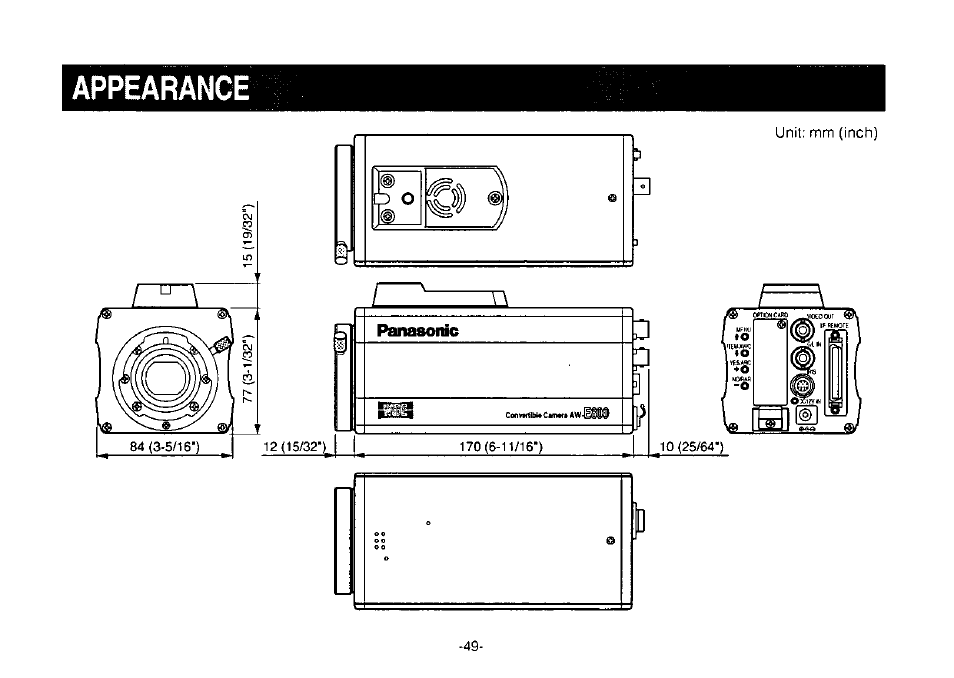 Appearance | Panasonic Convertible Camera AW-E800 User Manual | Page 51 / 56