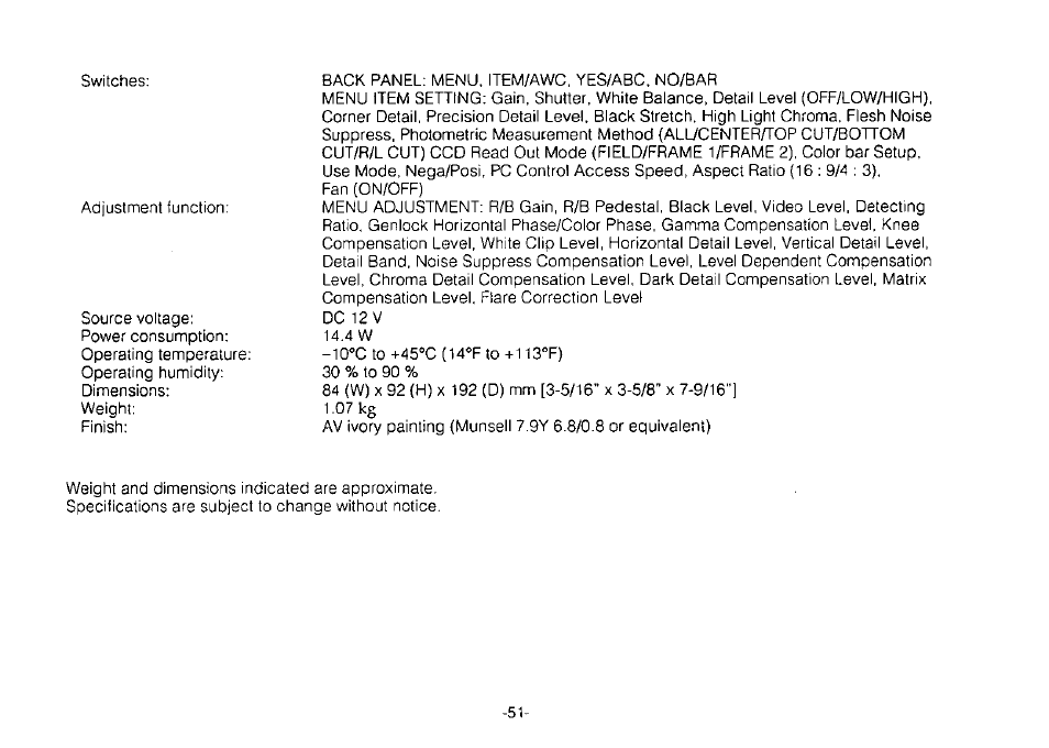Panasonic Convertible Camera AW-E800 User Manual | Page 53 / 56