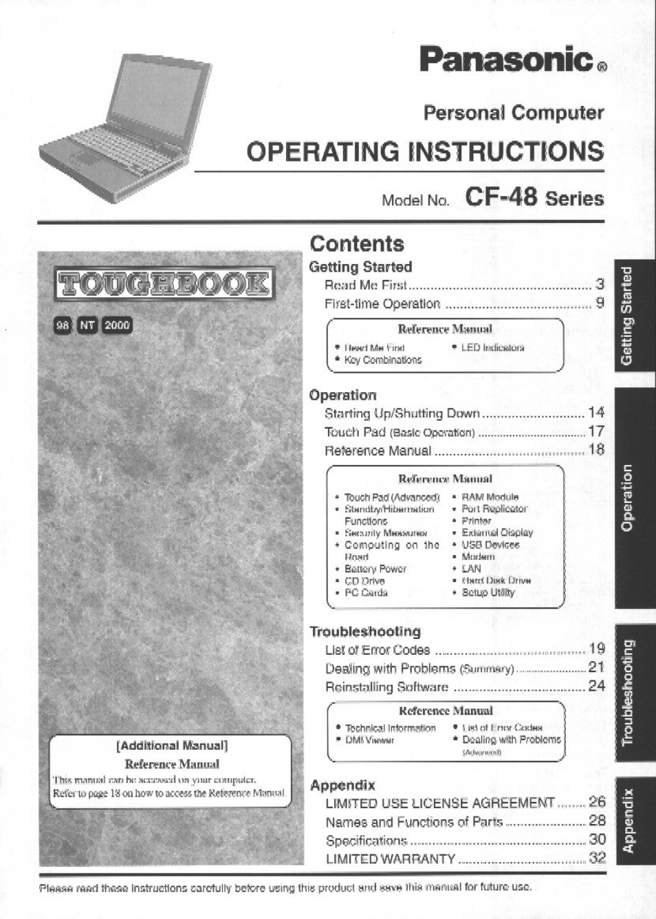 Panasonic TOUGHBOOK CF-48 User Manual | 36 pages