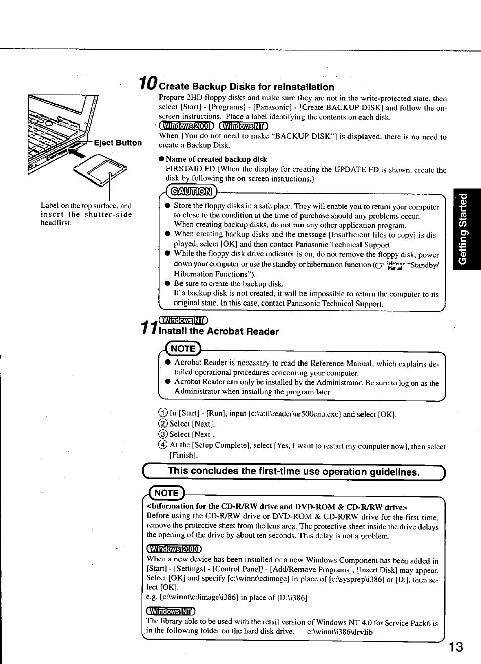 Create backup disks for reinstallation, R\!te№^hitîtîri [wffit*bwai?gd, Kssd | 7 7 install the acrobat reader, Twmiiiiwim’iiulin, Twindowslnté | Panasonic TOUGHBOOK CF-48 User Manual | Page 13 / 36