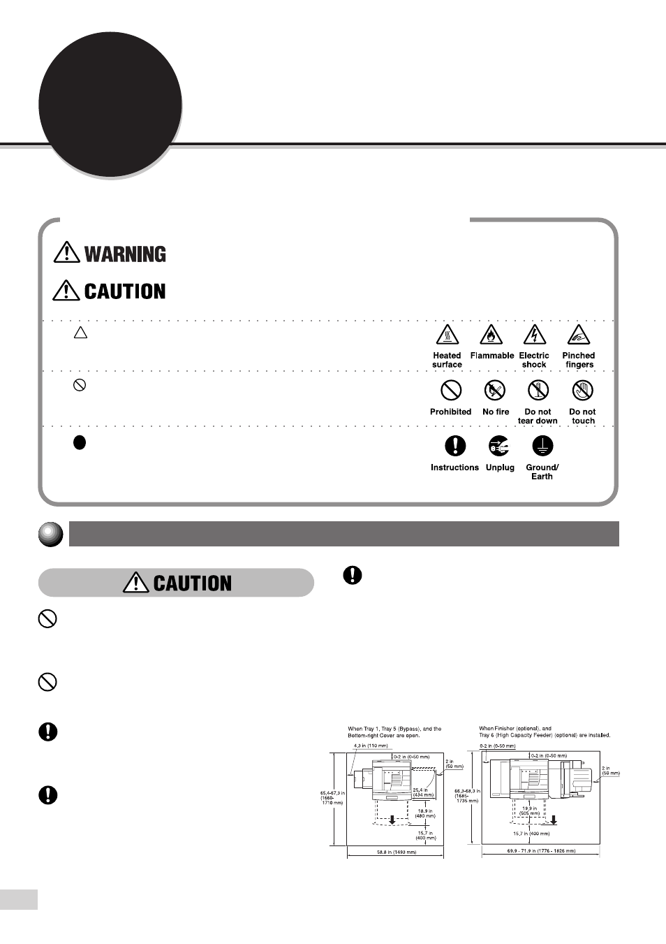 Precautions for installation and relocation | Panasonic DP-7000 User Manual | Page 12 / 80
