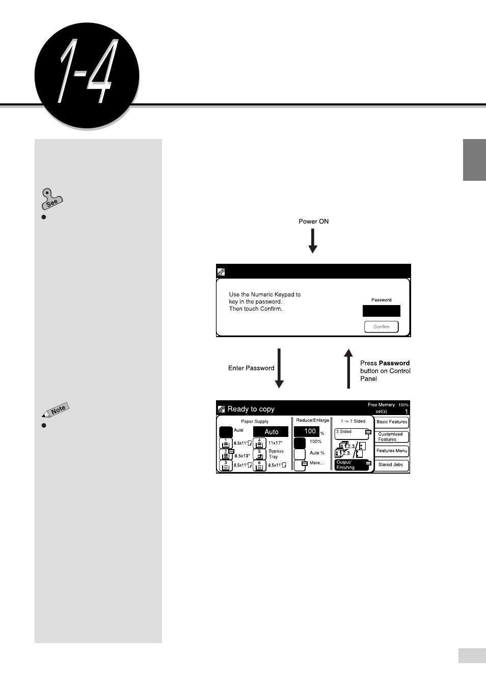 Entering password, When the auditron feature is enabled) | Panasonic DP-7000 User Manual | Page 35 / 80
