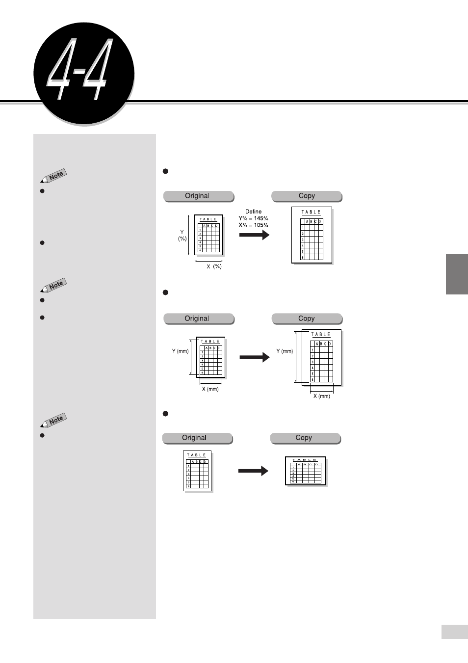 Reducing/enlarging the length and width, Independent x-y%) | Panasonic DP-7000 User Manual | Page 71 / 80