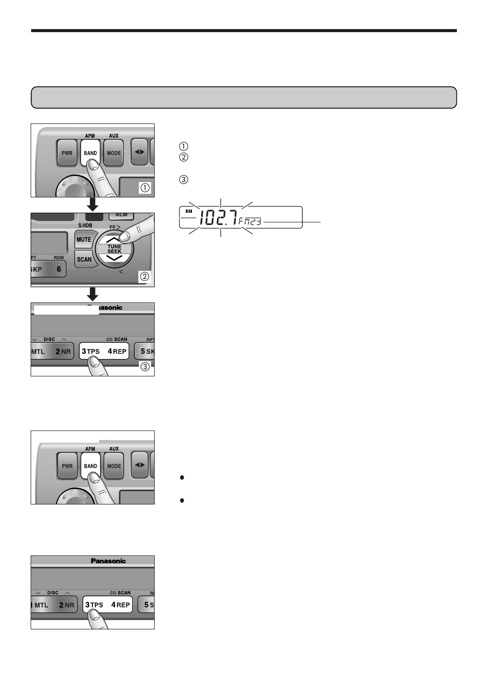 Station preset, Manual station preset, Tuning in a preset station | Auto station preset | Panasonic CQ-4300U User Manual | Page 7 / 32
