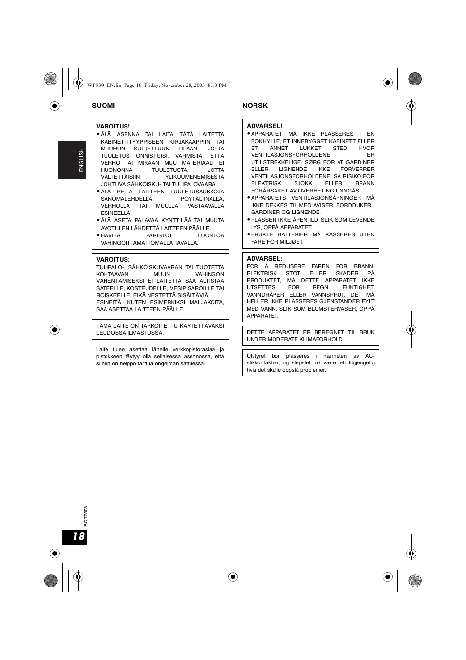 Panasonic RP WF930 User Manual | Page 18 / 76