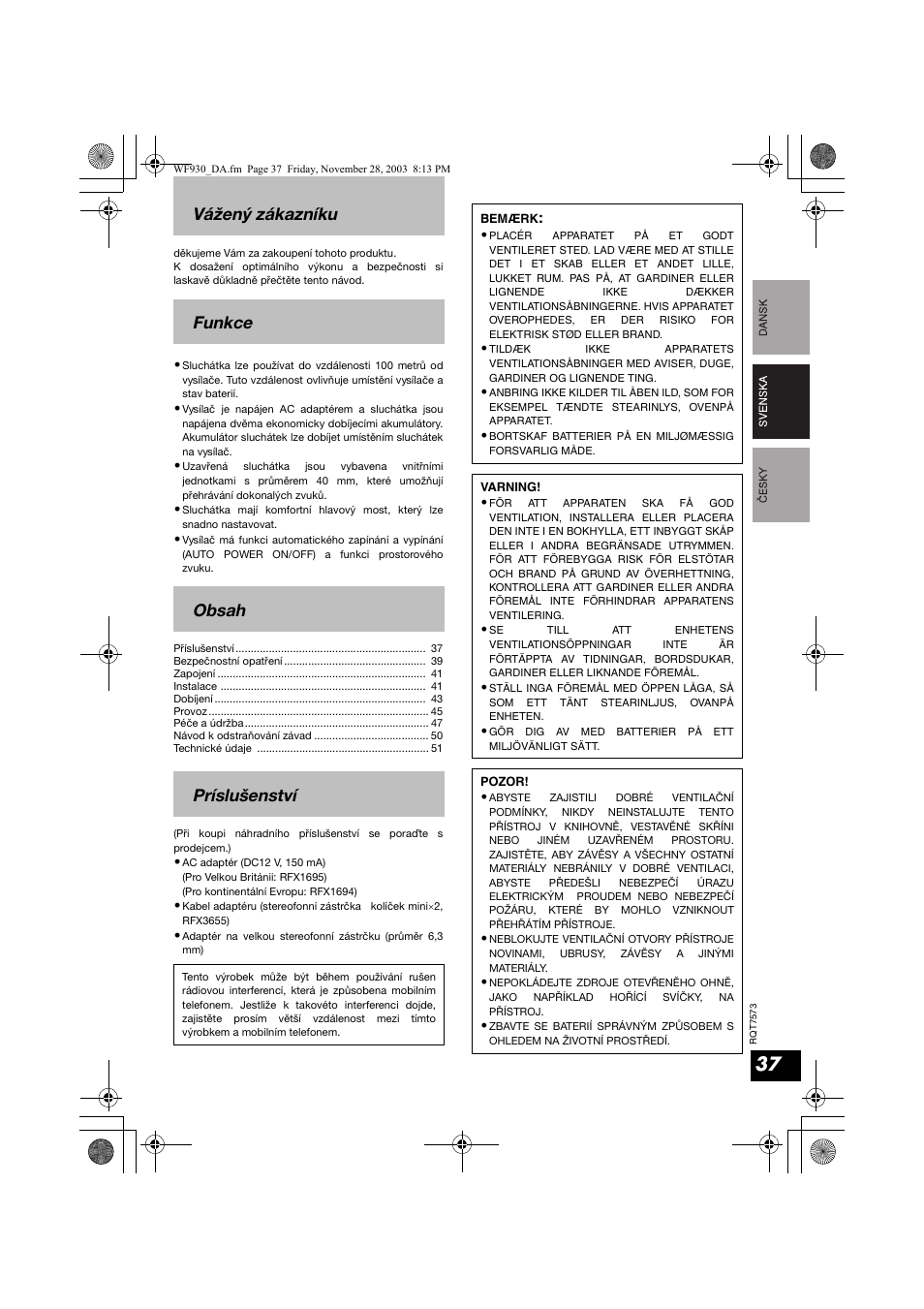 Panasonic RP WF930 User Manual | Page 37 / 76