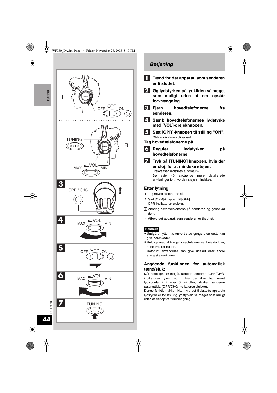 Panasonic RP WF930 User Manual | Page 44 / 76