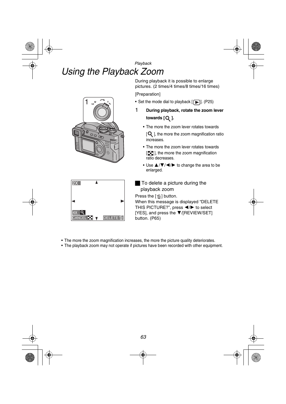 Using the playback zoom | Panasonic DMC-FZ1PP User Manual | Page 63 / 108