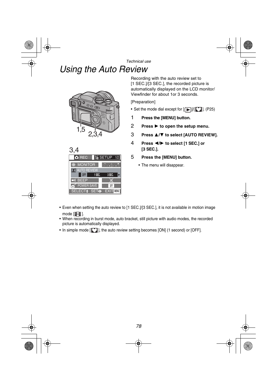 Using the auto review | Panasonic DMC-FZ1PP User Manual | Page 78 / 108