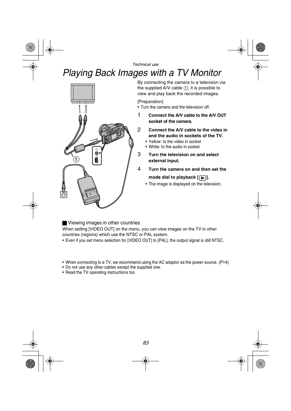 Playing back images with a tv monitor | Panasonic DMC-FZ1PP User Manual | Page 83 / 108