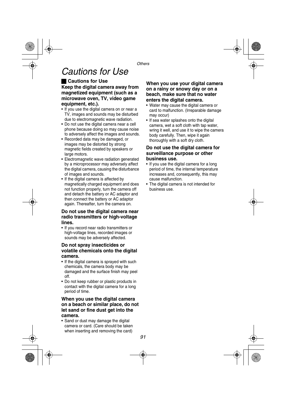 Cautions for use | Panasonic DMC-FZ1PP User Manual | Page 91 / 108