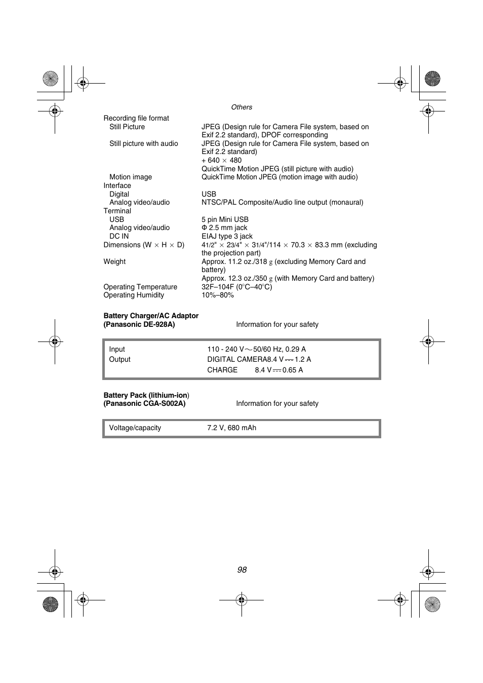 Panasonic DMC-FZ1PP User Manual | Page 98 / 108