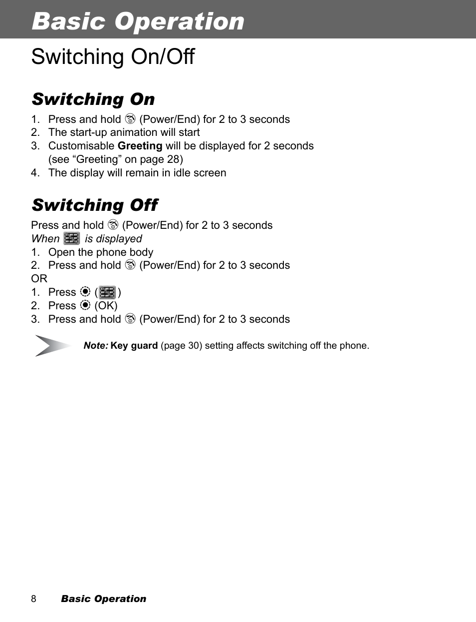 Basic operation, Switching on/off, Switching on | Switching off | Panasonic EB-X500 User Manual | Page 11 / 110